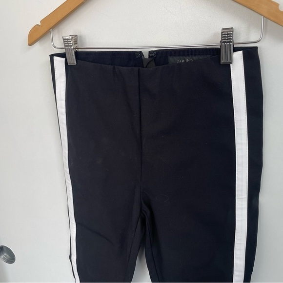 rag & bone Ankle Simone Pant in Black with Stripe Size 4 - Picture 3 of 6